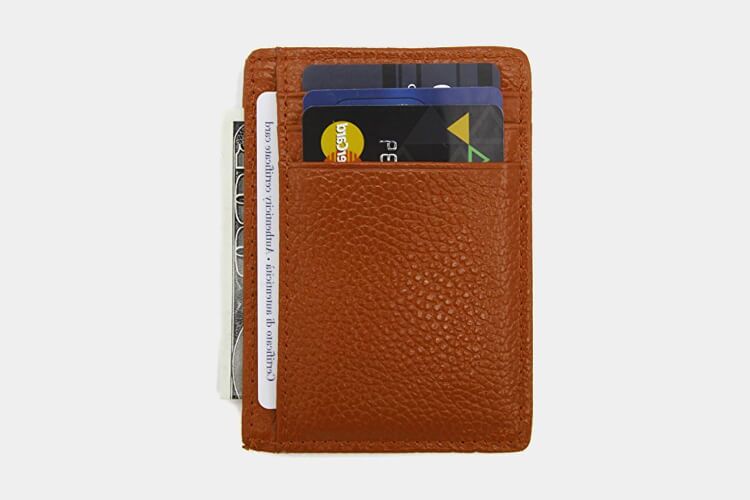 DEEZOMO RFID Blocking Genuine Leather Passport Holder Wallet Red