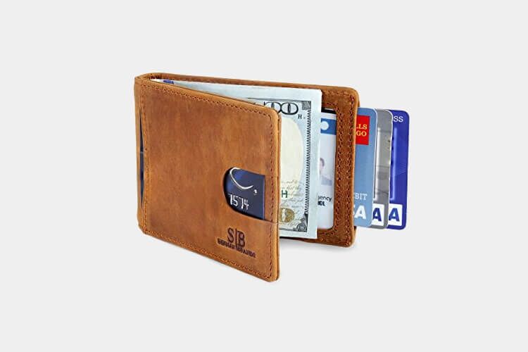 DEEZOMO RFID Blocking Genuine Leather Passport Holder Wallet Red